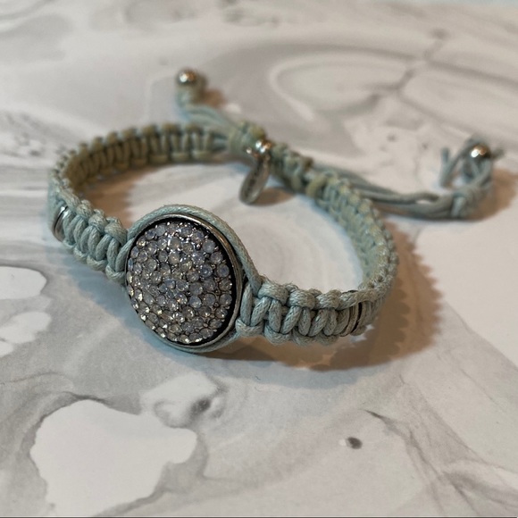 American Eagle Outfitters Jewelry - Light Blue Braided Rope Pave Rhinestoned Bracelet